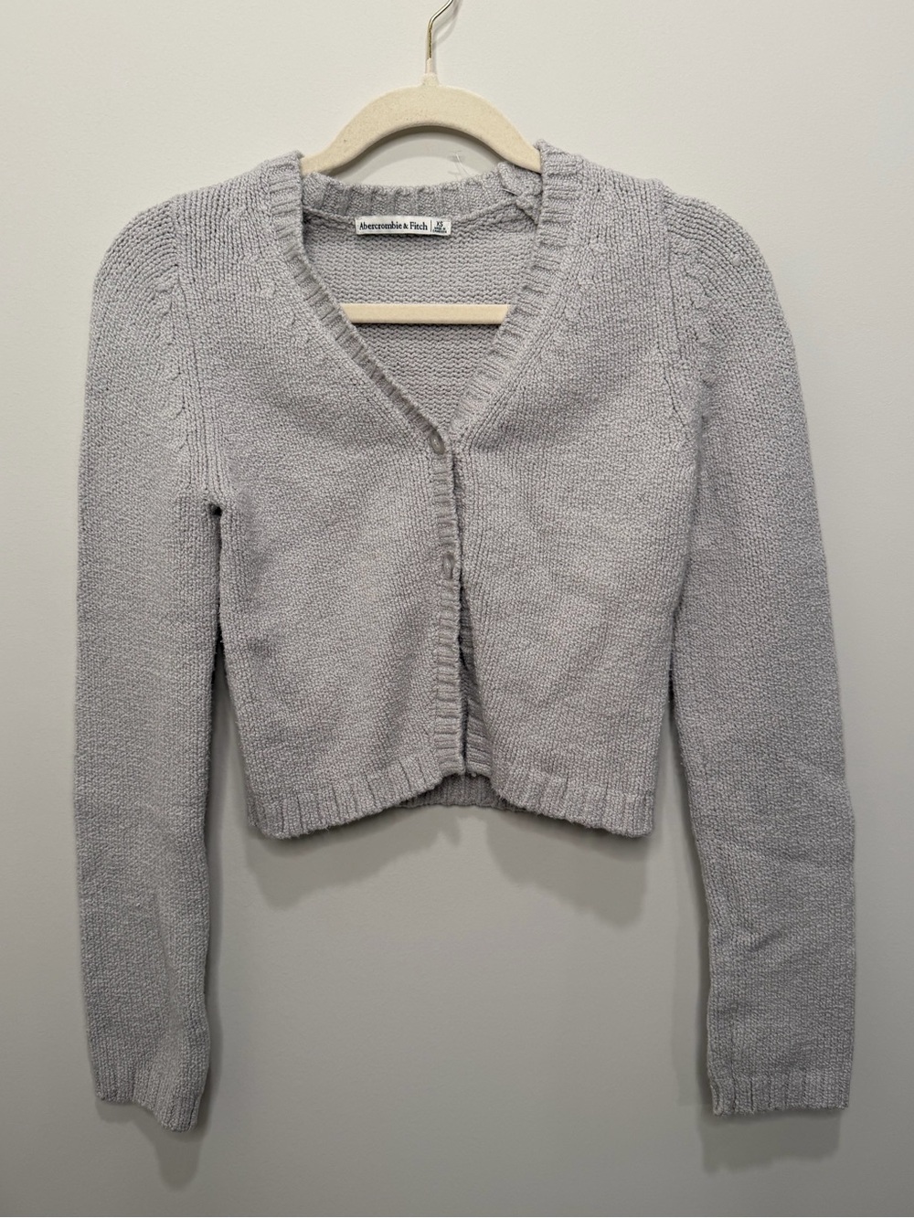 Abercrombie & Fitch Gray Cropped Button Front Cardigan Sweater Size XS